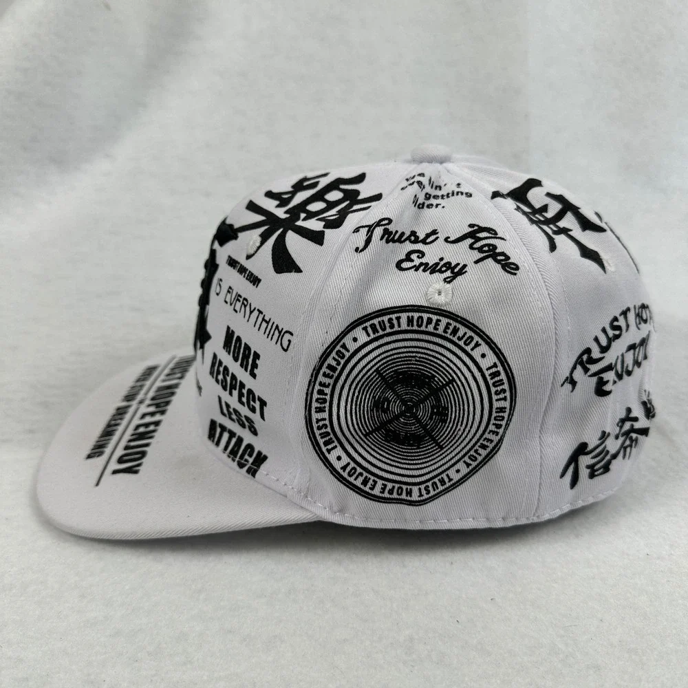 White Graphic‎ Print Snapback Hat Trust Hope Enjoy Never Stop Dreaming